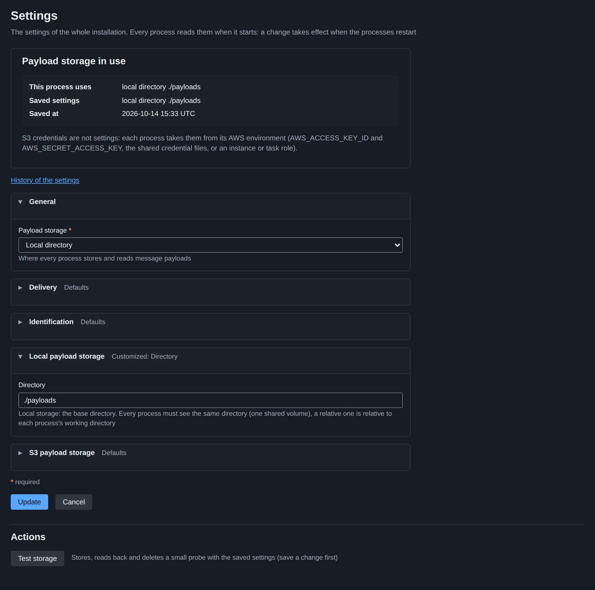 System > Settings